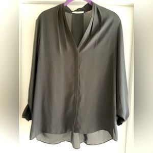 Long Sleeve Black Tahari Blouse with adjustable sleeves